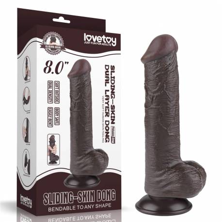 8'' Sliding Skin Dual Layer Dong Black