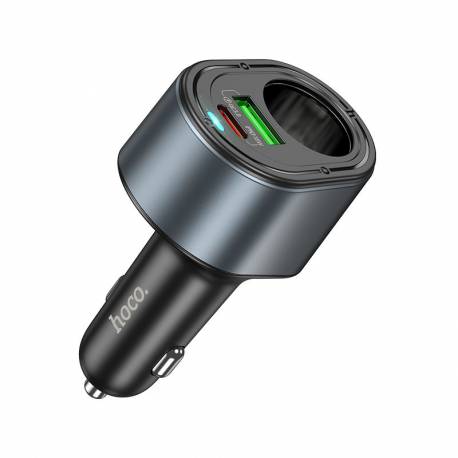 Hoco Ładowarka Samochodowa Usb A + Typ C + Gniazdo Zapalniczki Pd Qc3.0 3A 35W Z56 Czarna