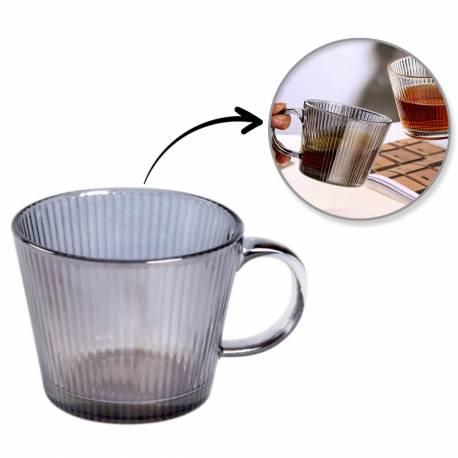 Filiżanka Szklanka Ryflowana Duża Grafit, Szara 380 Ml 1Szt Szk177