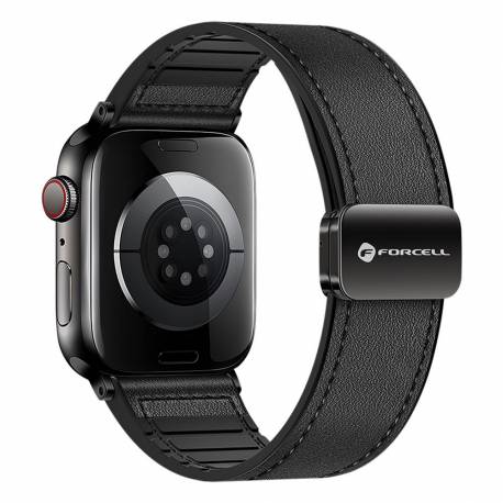 Pasek Do Apple Watch Forcell F-Design Fa21 Skóra Ekologiczna 42 / 44 / 45 / 49 Mm Czarny