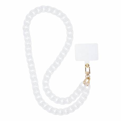 Smycz Do Telefonu, Zawieszka Do Telefonu - Panama Long / Długość Sznura 80Cm (40Cm W Pętli) / Na Szyję - Biały