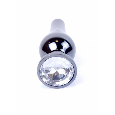 Plug-Jewellery Dark Silver Butt Plug- Clear