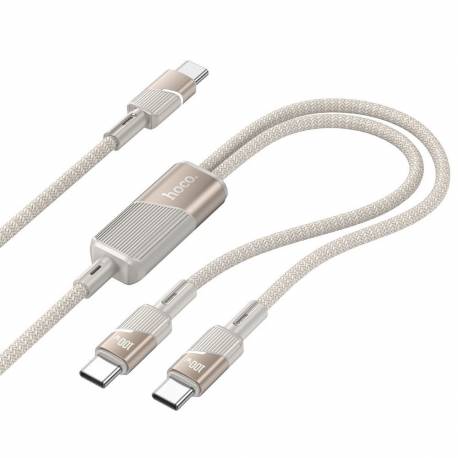 Kabel 2W1 Usb C Do Usb C / Usb C Hoco 5A 100W 1,2 M U139 Złoty
