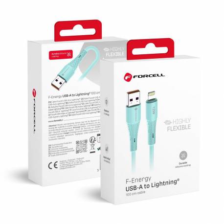 Kabel Usb A Do Lightning Forcell F-Energy 2,4A 12W Silicone 1 M C343 Niebieski