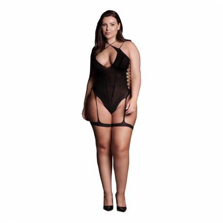 Metis Xvi - Body With Garters And Crossed Neckline - Plus Size