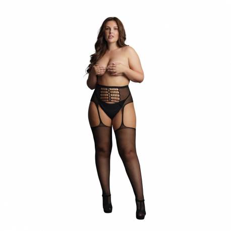 High-Waist Garterbelt Stockings - Plus Size