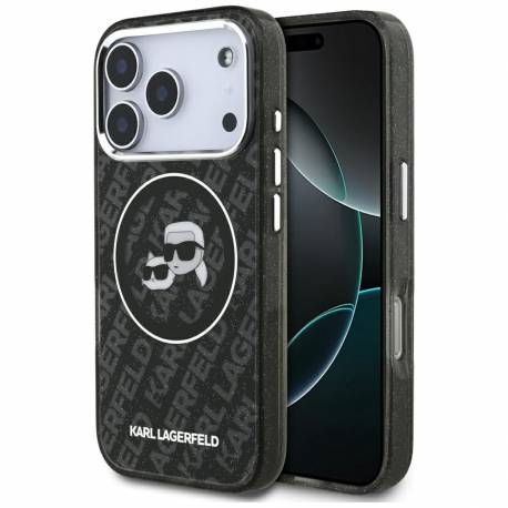 Karl Lagerfeld Futerał Do Iphone 17 Pro Kompatybilny Z Magsafe Klhmp17Lhmkbkchok (Iml Glitter K&c Heads Logo) Czarny