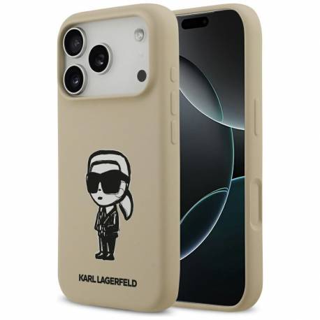 Karl Lagerfeld Futerał Do Iphone 17 Pro Kompatybilny Z Magsafe Klhmp17Lskigrow (Silicone W/ Kl Sketch & Logo) Brązowy
