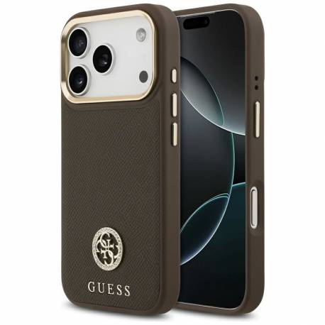 Guess Futerał Do Iphone 17 Pro Kompatybilny Z Magsafe Guhmp17Lpgcrmdew (Pu W/ Grained Strass Logo) Brązowy