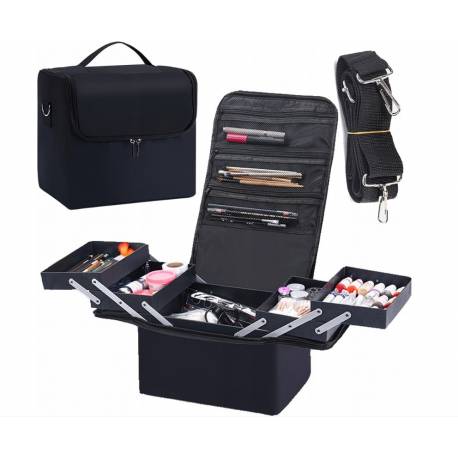 Czarna Kosmetyczka Rozkładana Elegancki Kuferek Organizer Na Kosmetyki Przenośna 25X28X20Cm Cb45