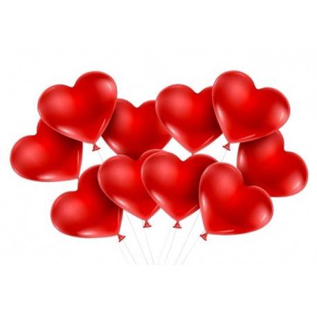 Balony serca 10 sztuk - czerwone
